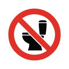 Do not flush sign. toilet bowl ban glyph icon. prohibition circle. no wc lavatory vector illustration