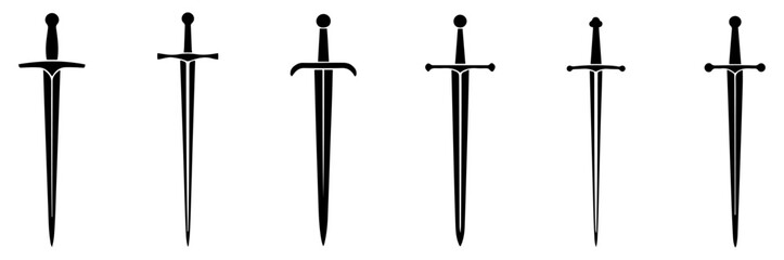 medieval sword weapon icon set