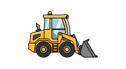 Fototapeta premium Yellow Bulldozer Vector Illustration, Construction Equipment Graphic for Industry and Design