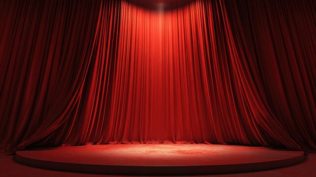 red theater curtain stage curtain in the theater stage podium the blank for the performance is free
