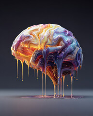 Melting Abstract Human Brain Concept – Generative AI