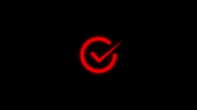 Glowing Red Checkmark Symbol on Dark Background Minimalist Animation Loop animated checkmark minimalist checkmark