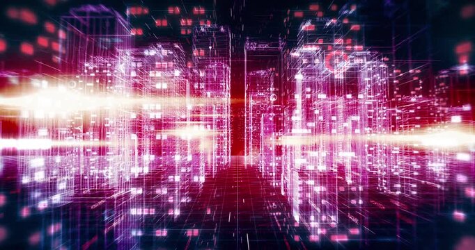 Smart city technology and global earth connectivity concept animation. Technology Related 3D Animation.