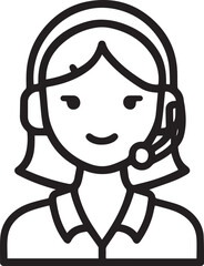 Obraz premium Hand Drawn Female Customer Service Agent Black and White Avatar Illustration in Minimal Line Art Style Design