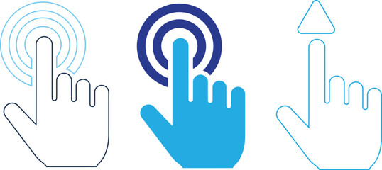 Obraz premium Computer mouse pointer icons for clicking and touchscreen gestures