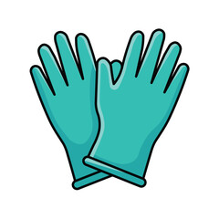Obraz premium Rubber Cleaning Gloves Cartoon Vector Illustration