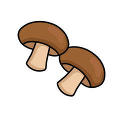 Brown Mushrooms Food Cartoon Vector Illustration