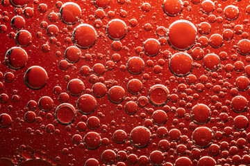 Red bubble background-water droplets macro texture
