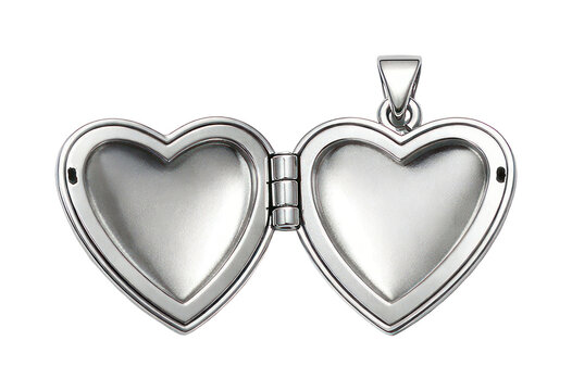 PNG Heart-shaped silver locket open.
