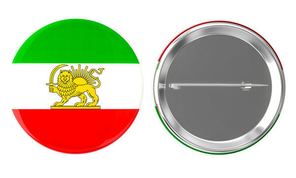 Iran flag badge with lion 3d isolated
