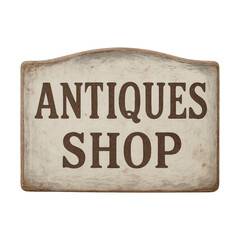 PNG Vintage wooden antique shop sign.