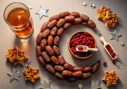 Traditional date harvest and delicacies with warm beverage