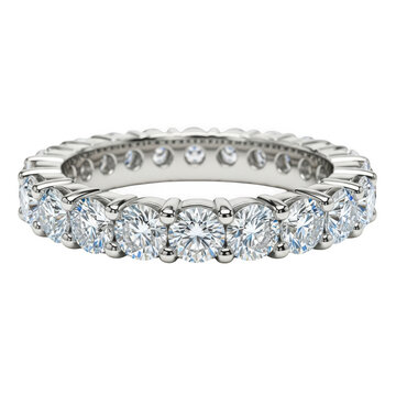 Diamond eternity band ring with sparkling stones isolated on transparent background