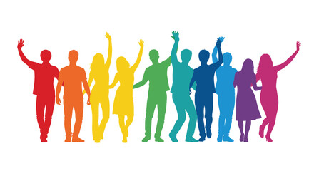 Eight Rainbow Silhouettes Celebrate Unity and Diversity in a Bright, Minimalist Graphic