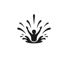 Fototapeta premium Person Splashing in Water Silhouette.