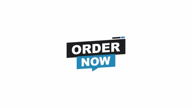 order now button animation isolated on white background. Click on order now button with mouse cursor, online shopping click button, modern web interface 4K