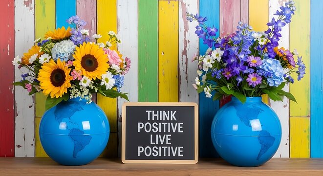 think positive live positive motivational flowers vase