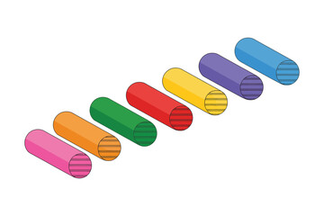 A colorful crayon illustration of vibrant wax sticks in various hues
