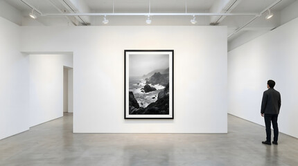 Abstract Landscape Art Painting in Modern Art Gallery.