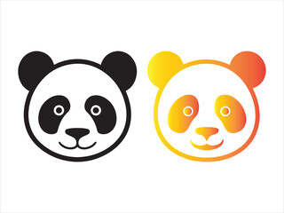 Obraz premium Minimalist panda faces in two color variations vector, Colorful panda icons on a uniform background