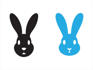 Fototapeta premium Easter Bunny Face Icon Set Rabbit Head Vector, Hare and rabbit colorful animals collection. icons in various colors like blue, green, pink, orange, black, and white