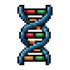 Fototapeta premium PNG Pixelated DNA helix illustration.