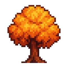 Fototapeta premium PNG Pixelated autumn tree illustration.