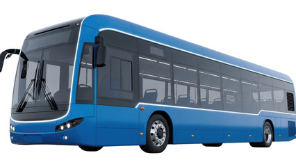 Isolated modern blue electric city bus for comfortable urban public transportation. © Eva