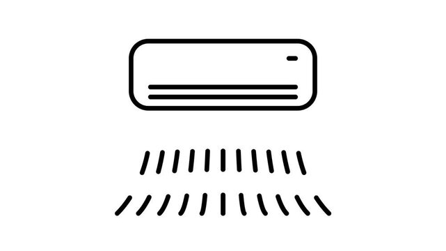An room air conditioner with outgoing air lines. The split system is in operation. Shapeshifting animation.