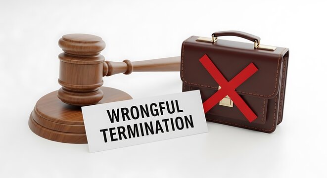 A Wrongful Termination Concept With Gavel And Briefcase