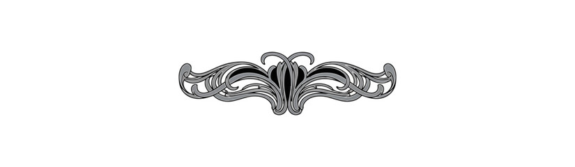 Fototapeta premium Abstract symmetric silver design element on black background decorative pattern