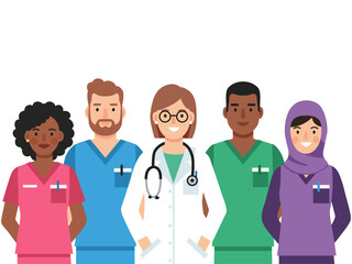 Fototapeta premium healthcare professionals illustration diverse doctor physician paramedic nurse