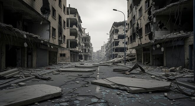 Destruction and desolation of the urban area after the war
