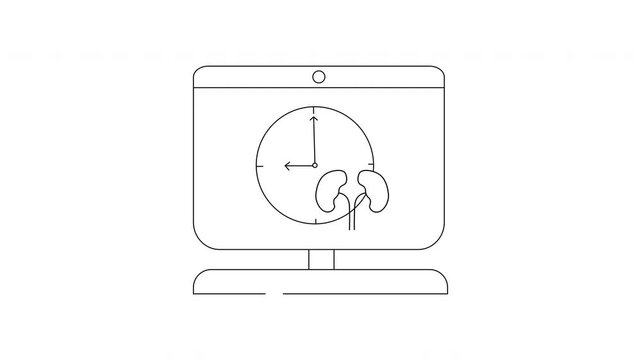 Kidney Health Monitoring on Computer Screen Animation.
