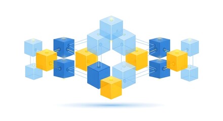 Obraz premium Abstract Geometric Arrangement of Translucent and Solid Cubes.