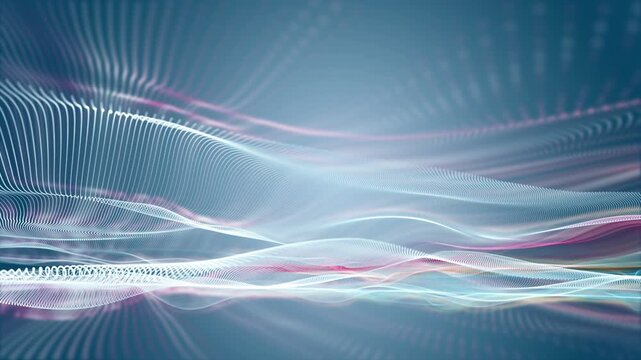 Fantastic video animation with particle wave object in slow motion, 4096x2304 loop 4K