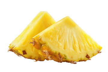 Two pineapple slices arranged diagonally on transparent background