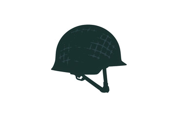 Fototapeta premium Military helmet silhouette symbolizing protection, security, and soldier service, transparent background concept