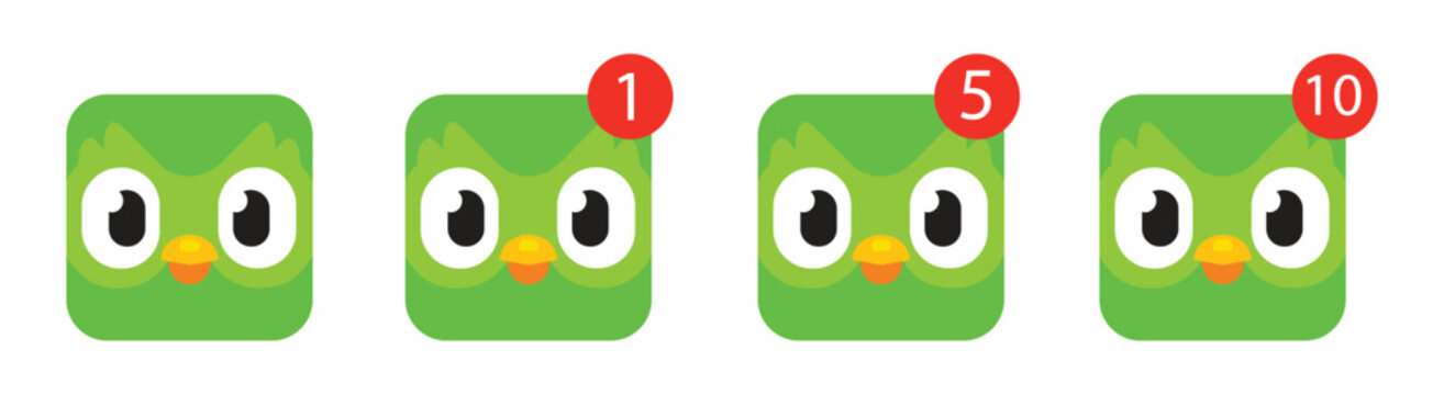Duolingo App Logo with Notification Badges, Editorial Use Only