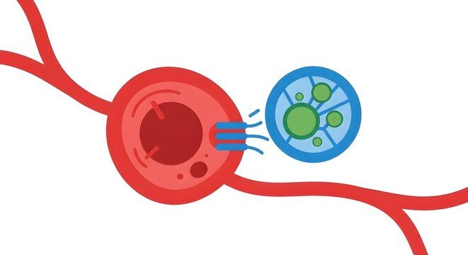 Immune Response: Macrophage Engulfing Pathogen in Bloodstream.