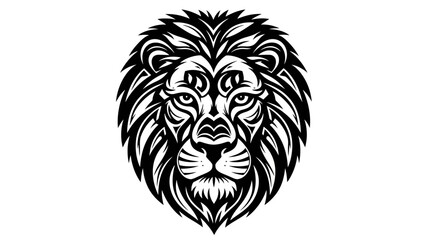 Obraz premium Intricate lion head illustration in black and white against a white backdrop