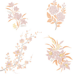 Fototapeta premium Vintage Stylized Floral Design Elements Collection