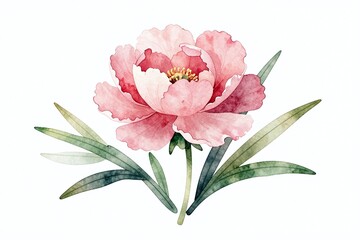 Fototapeta premium a watercolor painting of a pink flower on a white background_2