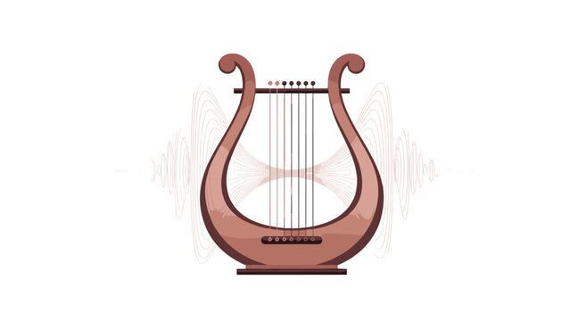 Elegant harp or lyre musical instrument, depicted with gentle sound waves emanating from its strings, drawn in a classic artistic sketch style.