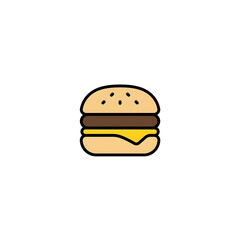 Burger icon, fast food hamburger vector illustration, minimal burger symbol for restaurant menu and food delivery apps
