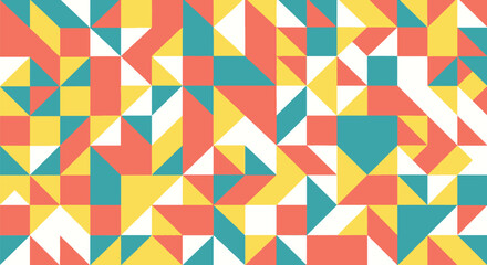 Obraz premium Abstract colorful geometric triangle pattern background modern decorative mosaic style design with vibrant coral yellow and teal colors