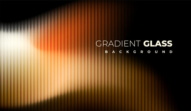 Glass texture with dark gradient background and vivid orange, brown, and cream light streaks. ripple pattern, Futuristic distortion, abstract glow, reeded vertical blur Vector illustration