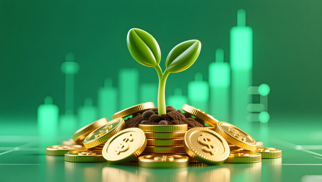 Digital wealth growth and investment sprouting in spring