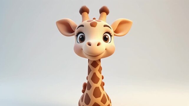 Cute giraffe cartoon character in 4k