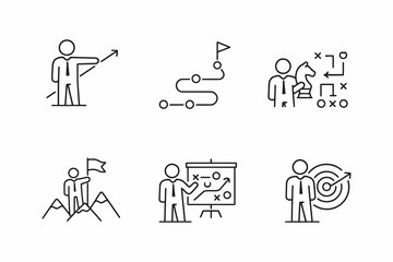 Fototapeta premium Illustrations of various leadership, strategy, and sports coaching concepts